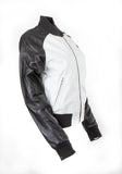 Classic Womens Bomber College Biker Leather Jacket Greece S005