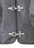 Cow Hide Leather Biker Studded Buckle Waistcoat 224