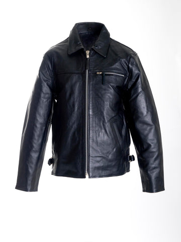 Punk Rock Street Black Waxy Cowhide Classic Blouson Leather Jacket 117-BLK