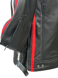 Men's Real Leather Jacket Motorcycle Band Collar Patch Fashion Biker Jacket1184-BLK