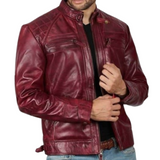 Men’s Real Leather Jacket Lambskin Motorcycle Biker Fashion Jacket-2101-RB