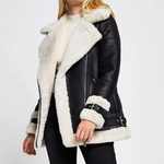 Women’s B3 RAF Aviator Pilot Flying Bomber Fur Coat Lambskin Real Leather Jacket AR-01