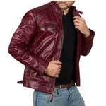 Men’s Real Leather Jacket Lambskin Motorcycle Biker Fashion Jacket-2101-RB