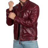 Men’s Real Leather Jacket Lambskin Motorcycle Biker Fashion Jacket-2101-RB