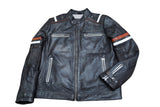 Men's Real Leather Jacket Distressed Vintage Motorcycle Black Slim Biker Jacket-1179