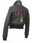 Top Gun Flying  Vintage flight Women Leather jacket in ladies fit 1106