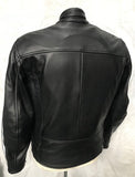 CRUISER SPOR MOTORCYCLE COWHIDE LEATHER JACKET WITH WHITE STRIPES- 1108 VICTORY
