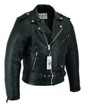 Classic Brando biker leather jacket in natural waxy cowhide.113