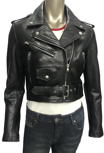 Short cropped leather best sale jackets