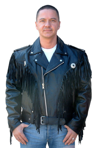 Concho Western Fringe Cowhide Leather Jacket 142