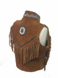 Indian Western Fringe Beaded  Leather Vest 146