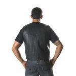 MOTORCYCLE PLAIN COWHIDE WAXY LEATHER WAISTCOAT-LEVIS 201