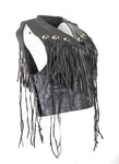 Diablo Vest Ladies biker fringe wasitcoat with conchos 203