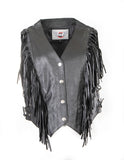 Ladies Side Lace&Frings Leather Vest Rodeo  214