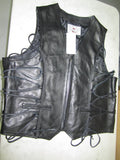 Men Leather Wascoat With Laces & Brading 219-M