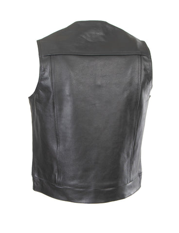 Levi Vest in Cowhide Leather Collarless Cut-Off Motorcycle Waistcoat - –  osxbikerclothing