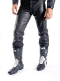 Plain Leather jean in cowhide leather Biker Fashion Style (Martin) 301