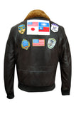 B2: Men's Top Gun Pilot Bomber Flying Aviation Leather Jacket 1175