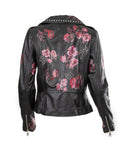 Ladies Leather Jacket Sheep Nappa with Chrome Studs Flowery