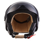 Open Face Vintage Leather Black Helmet ECE [One (OSX) balaclava included with this product free of charge]