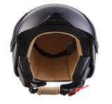 Open Face Vintage Leather Black Helmet ECE [One (OSX) balaclava included with this product free of charge]
