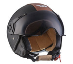 Open Face Helmet MOTO H44 Vintage Black [One (OSX) balaclava included with this product free of charge]