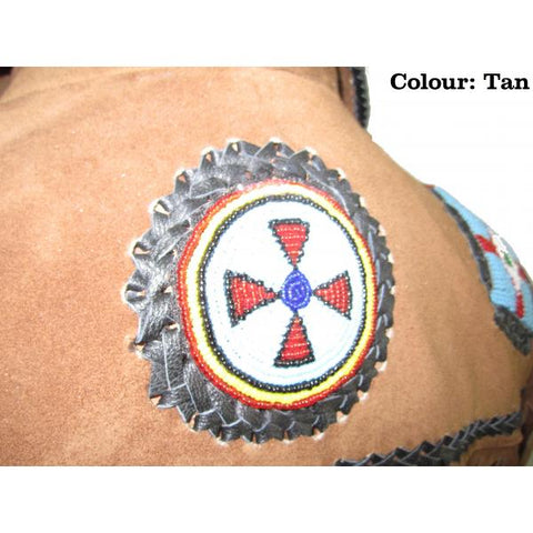 Indian Western Fringe Beaded Leather Jacket - Huron 140