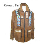 Indian Western Fringe Beaded  Leather Jacket - Huron 140