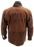 Men's Rust Tan Cow Hide Nubuck Suede Leather Jacket Parka