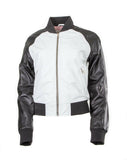 Classic Womens Bomber College Biker Leather Jacket Greece S005