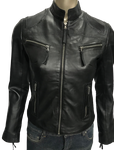 Ladies Real Leather Black  Fitted Bikers Vintage Style Jacket Gilda S087