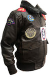 Kids Pilot Aviator Bomber Leather Jacket In Sheep Nappa K100