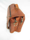 Briefcase Messenger Vintage Bag Real Goat Oiled Leather Distressed Tan VE0024