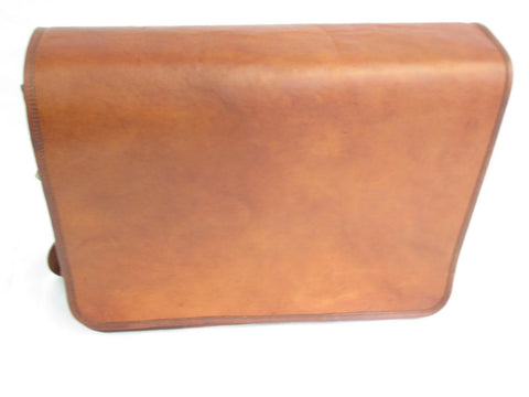 Large Olid Wax Tan Leather Messenger Laptop Bag from Vintage VE0044