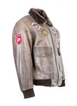 B2: Men's Top Gun Pilot Bomber Flying Aviation Leather Jacket 157