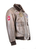 B2: Men's Top Gun Pilot Bomber Flying Aviation Leather Jacket 157