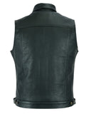Biker Cut-off Levi Style Trucker Vest in Black Natural Cowhide Leather - LEE 254