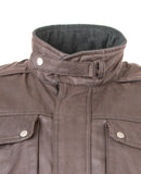 Motorcycle 3/4 Wax Cotton touring jacket in Brown 1517F