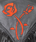 Ladies Biker Vest Flower Cut Work in Cowhide Leather Rose 207
