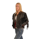Fringes  Western biker Style Cowhide Leather Jacket Mandy 121